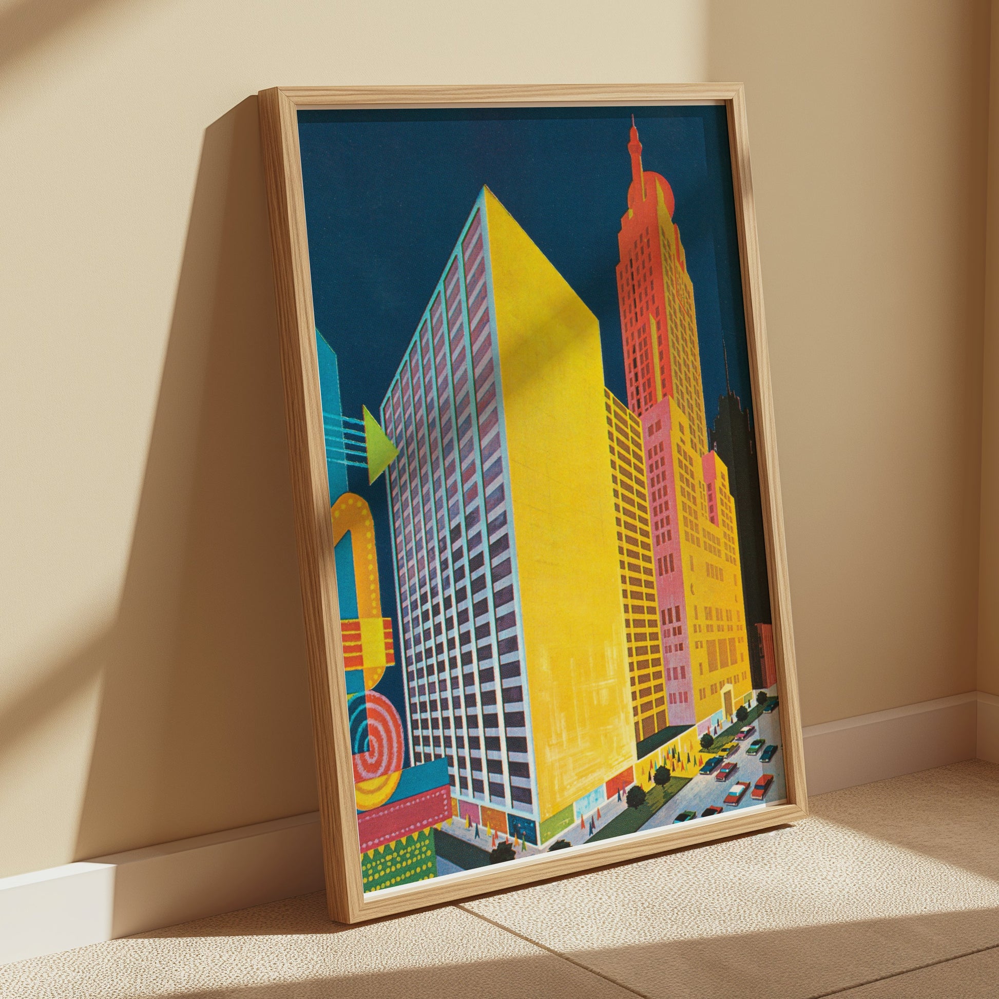 Premium Poster of Vibrant Urban Cityscape Modern Art Style Posters