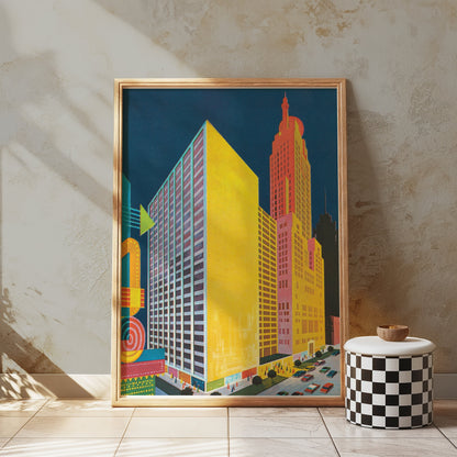 Premium Poster of Vibrant Urban Cityscape Modern Art Style Posters