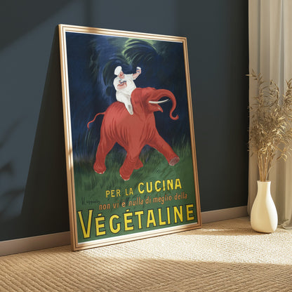 Premium Poster of Vibrant Vintage Chef Riding Elephant Kitchen Posters