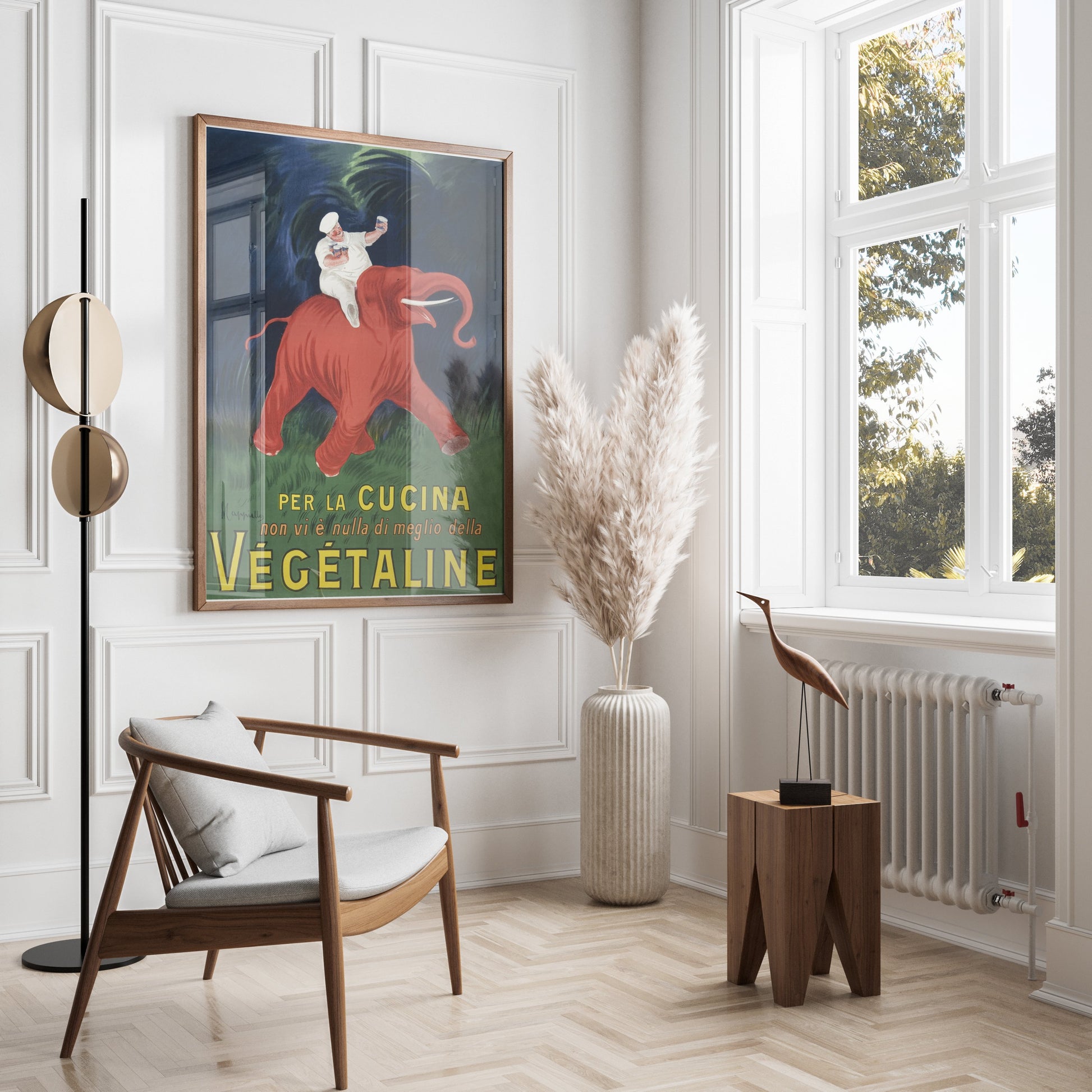Premium Poster of Vibrant Vintage Chef Riding Elephant Kitchen Posters