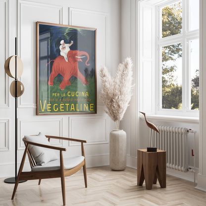 Premium Poster of Vibrant Vintage Chef Riding Elephant Kitchen Posters