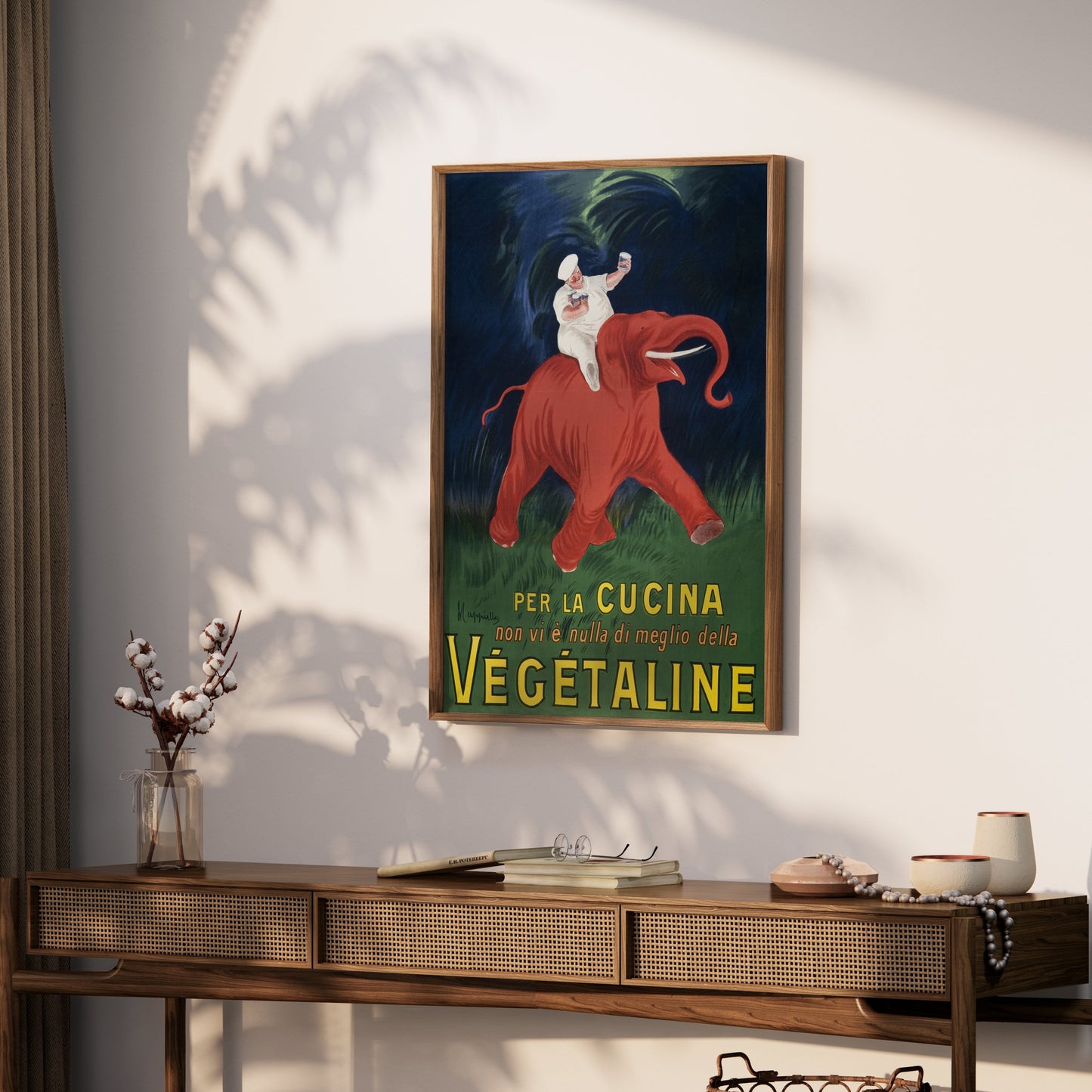 Premium Poster of Vibrant Vintage Chef Riding Elephant Kitchen Posters
