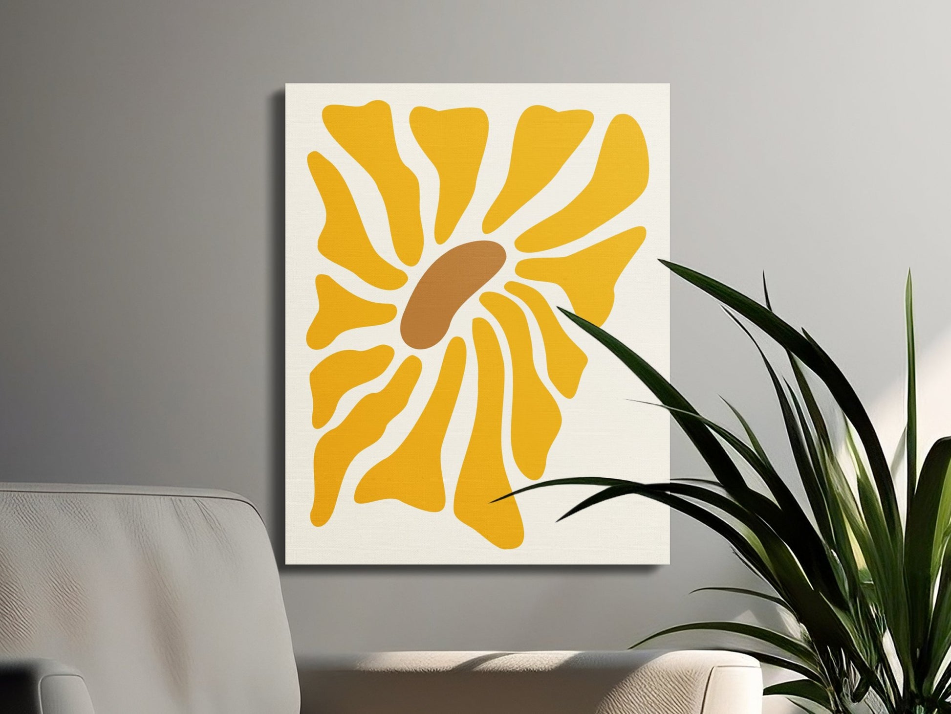 Premium Poster of Vibrant Yellow Abstract Floral Wall Art Canvas Wraps