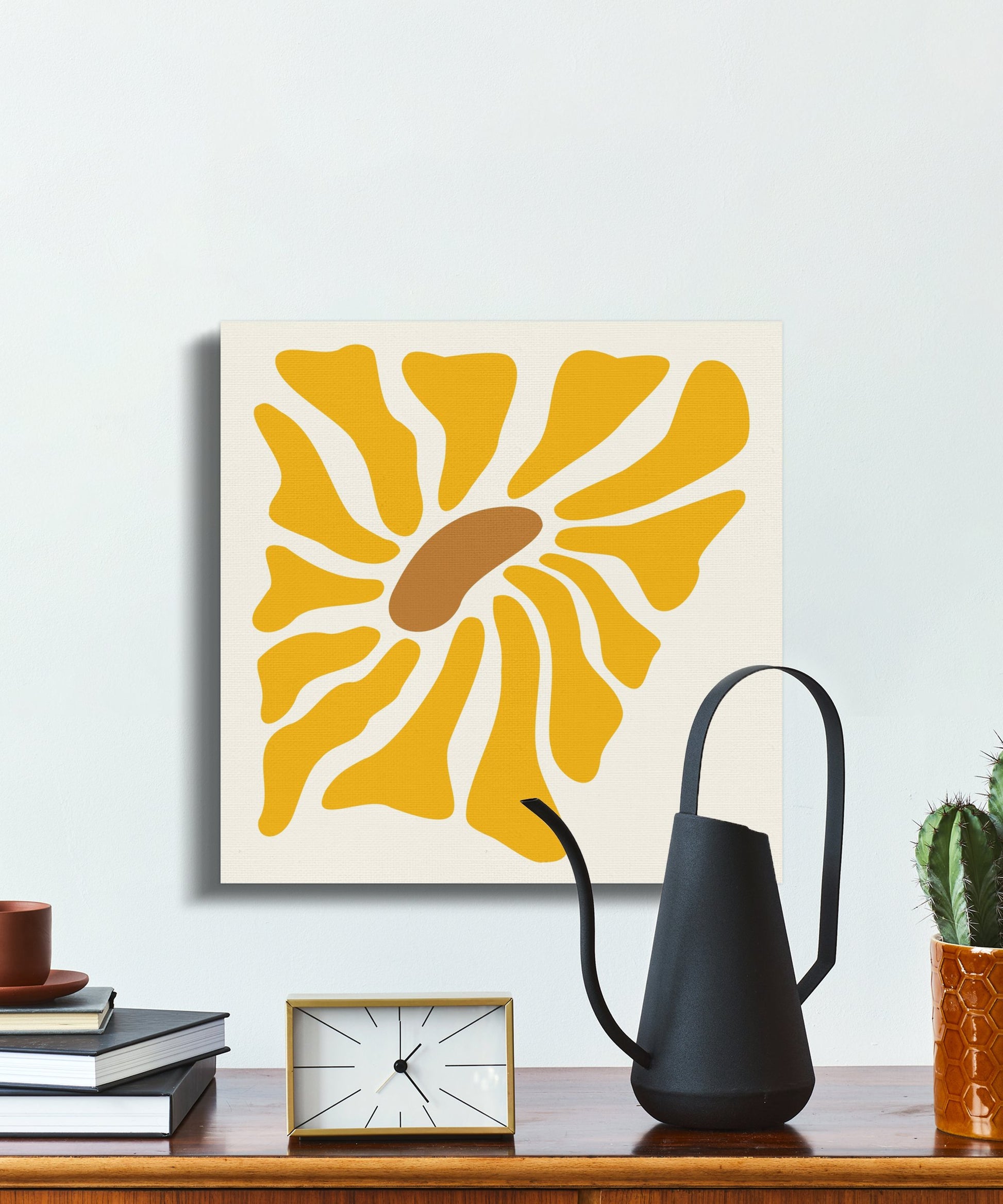 Premium Poster of Vibrant Yellow Abstract Floral Wall Art Canvas Wraps
