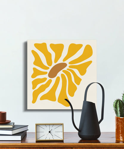 Premium Poster of Vibrant Yellow Abstract Floral Wall Art Canvas Wraps