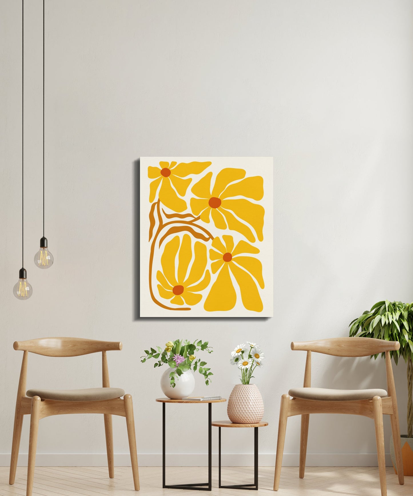 Premium Poster of Vibrant Yellow Floral Wall Art Canvas Wraps