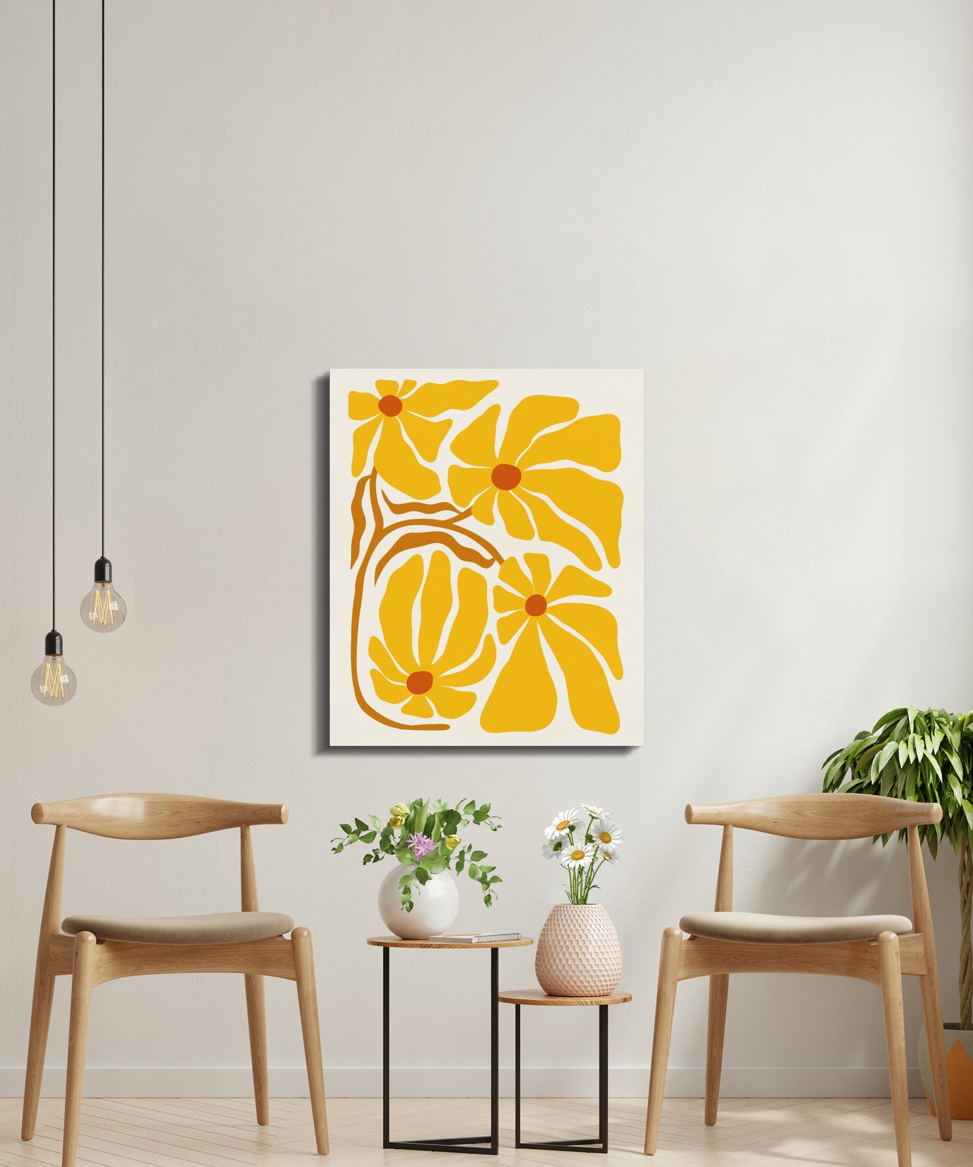 Premium Poster of Vibrant Yellow Floral Wall Art Canvas Wraps