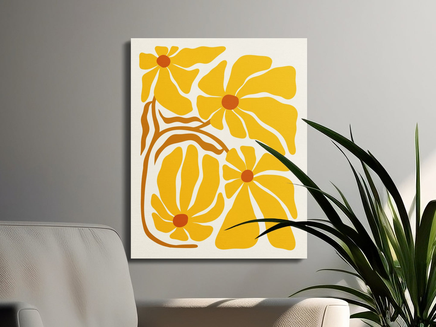 Premium Poster of Vibrant Yellow Floral Wall Art Canvas Wraps