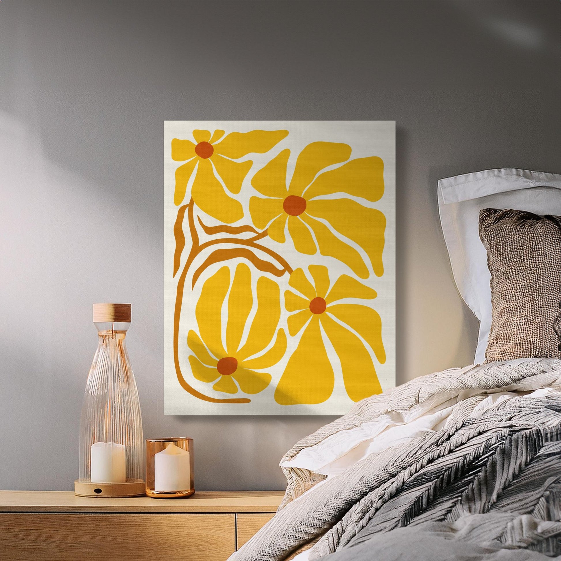 Premium Poster of Vibrant Yellow Floral Wall Art Canvas Wraps