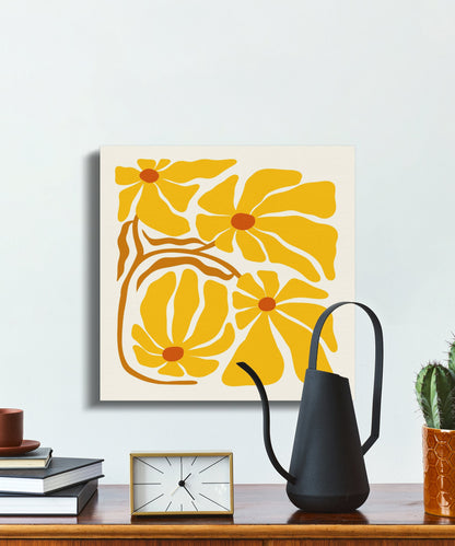 Premium Poster of Vibrant Yellow Floral Wall Art Canvas Wraps