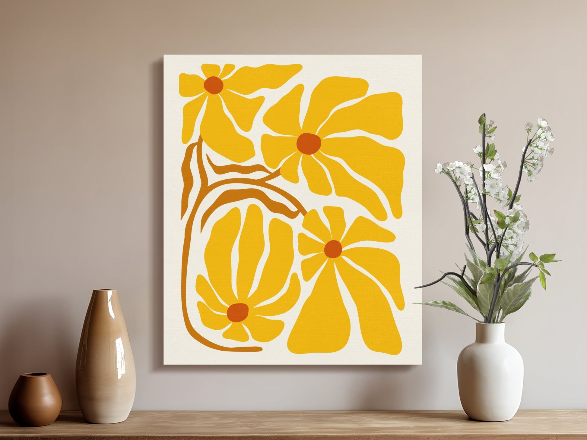 Premium Poster of Vibrant Yellow Floral Wall Art Canvas Wraps