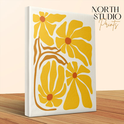 Premium Poster of Vibrant Yellow Floral Wall Art Canvas Wraps