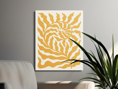 Premium Poster of Vibrant Yellow Leaf Design Floral Wall Art Canvas Wraps