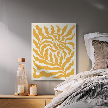 Premium Poster of Vibrant Yellow Leaf Design Floral Wall Art Canvas Wraps
