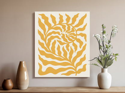 Premium Poster of Vibrant Yellow Leaf Design Floral Wall Art Canvas Wraps
