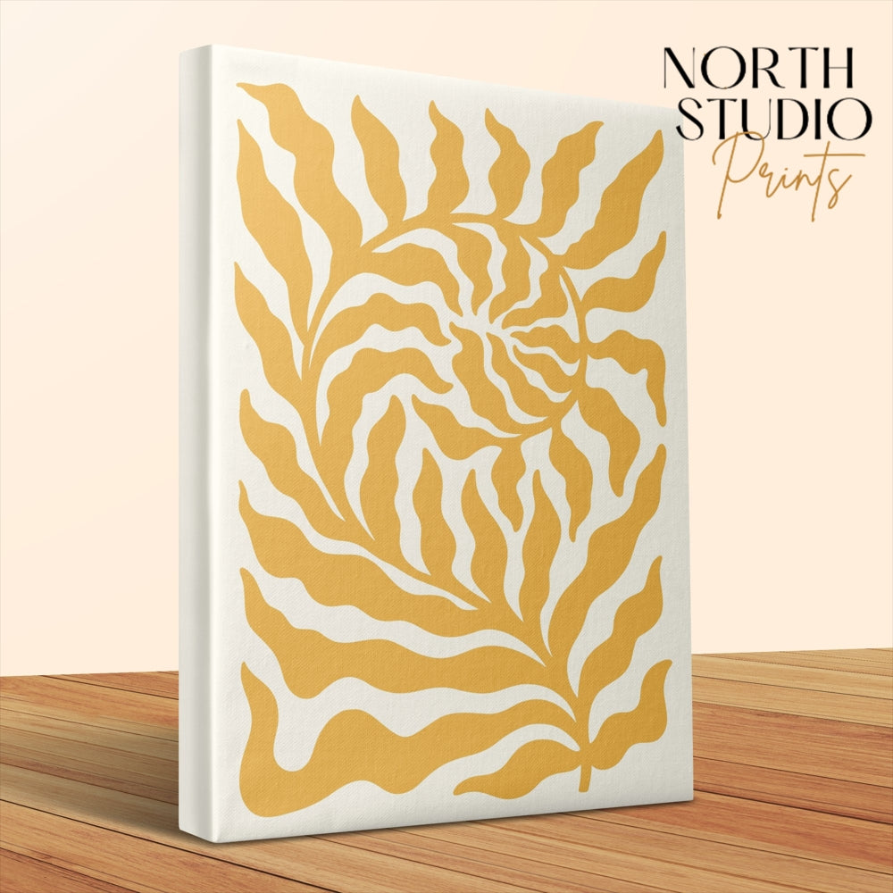 Premium Poster of Vibrant Yellow Leaf Design Floral Wall Art Canvas Wraps