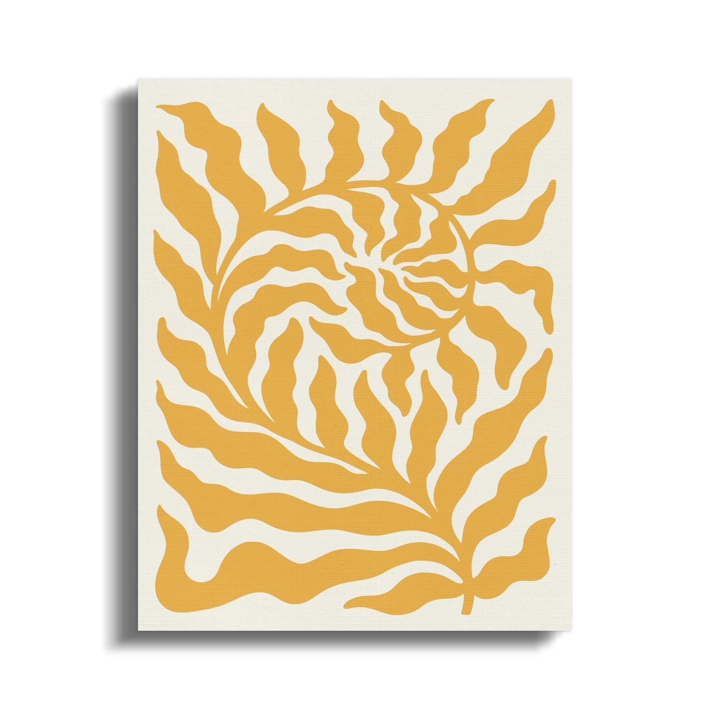 Premium Poster of Vibrant Yellow Leaf Design Floral Wall Art Canvas Wraps