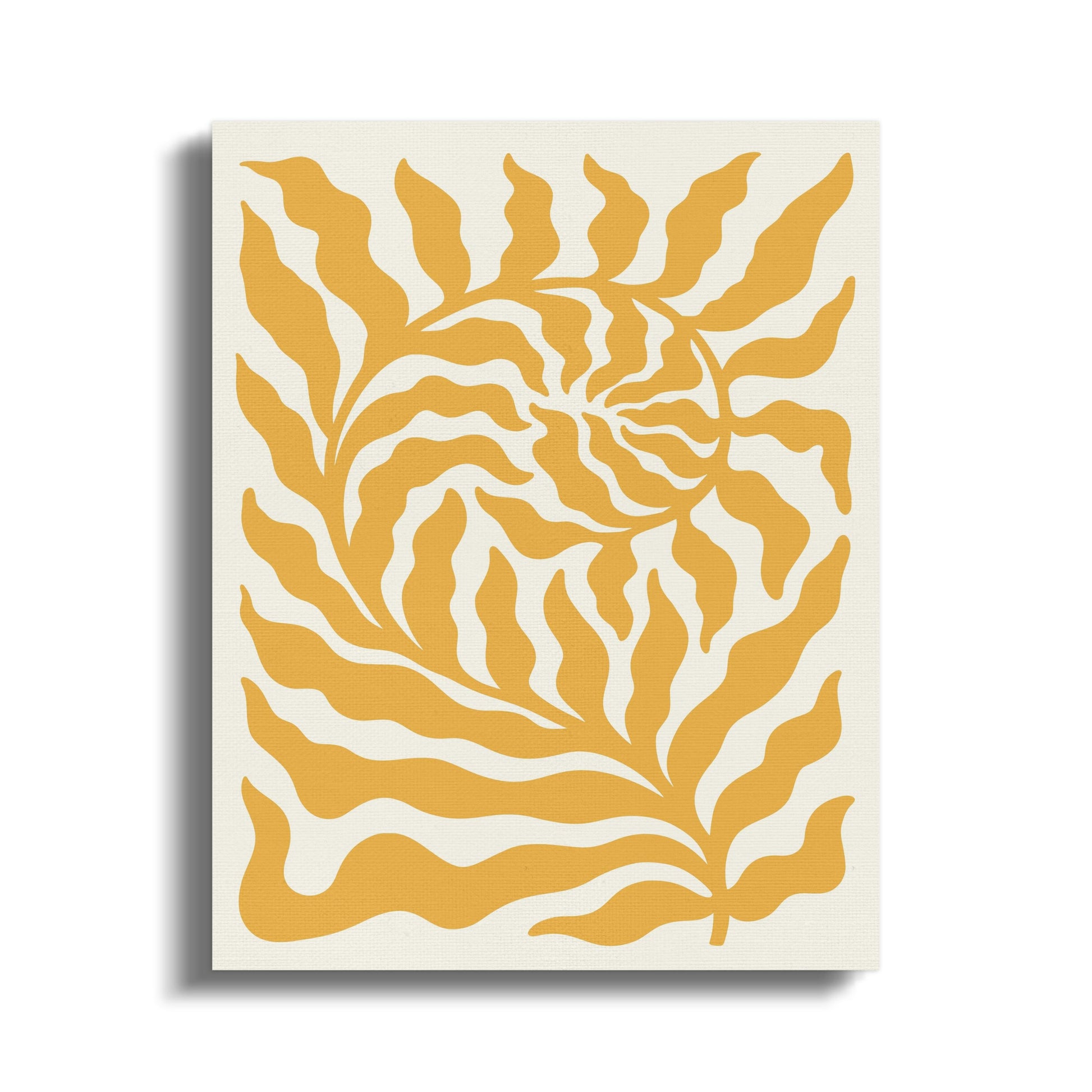 Premium Poster of Vibrant Yellow Leaf Design Floral Wall Art Canvas Wraps