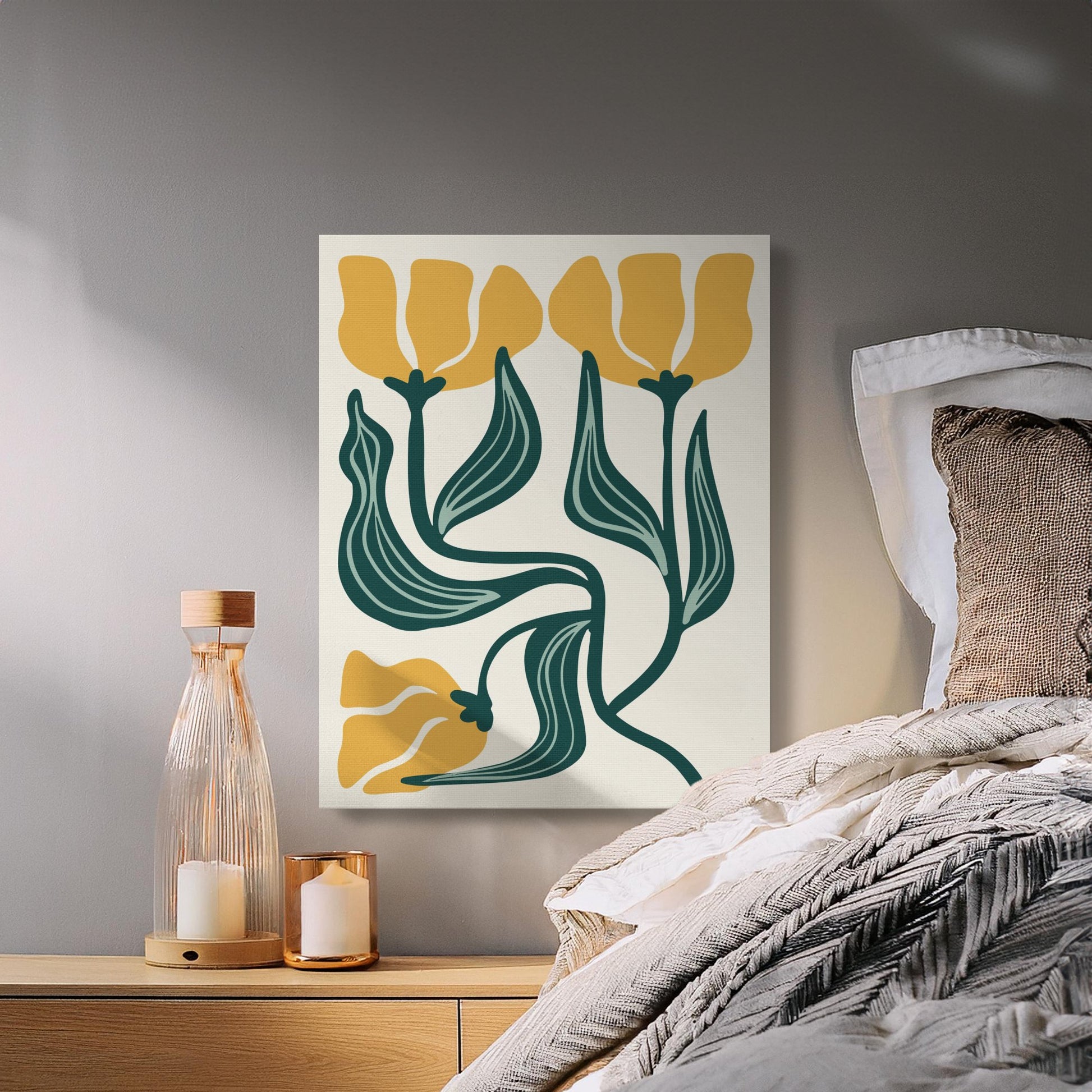 Premium Poster of Vibrant Yellow Petals Floral Wall Art Canvas Wraps