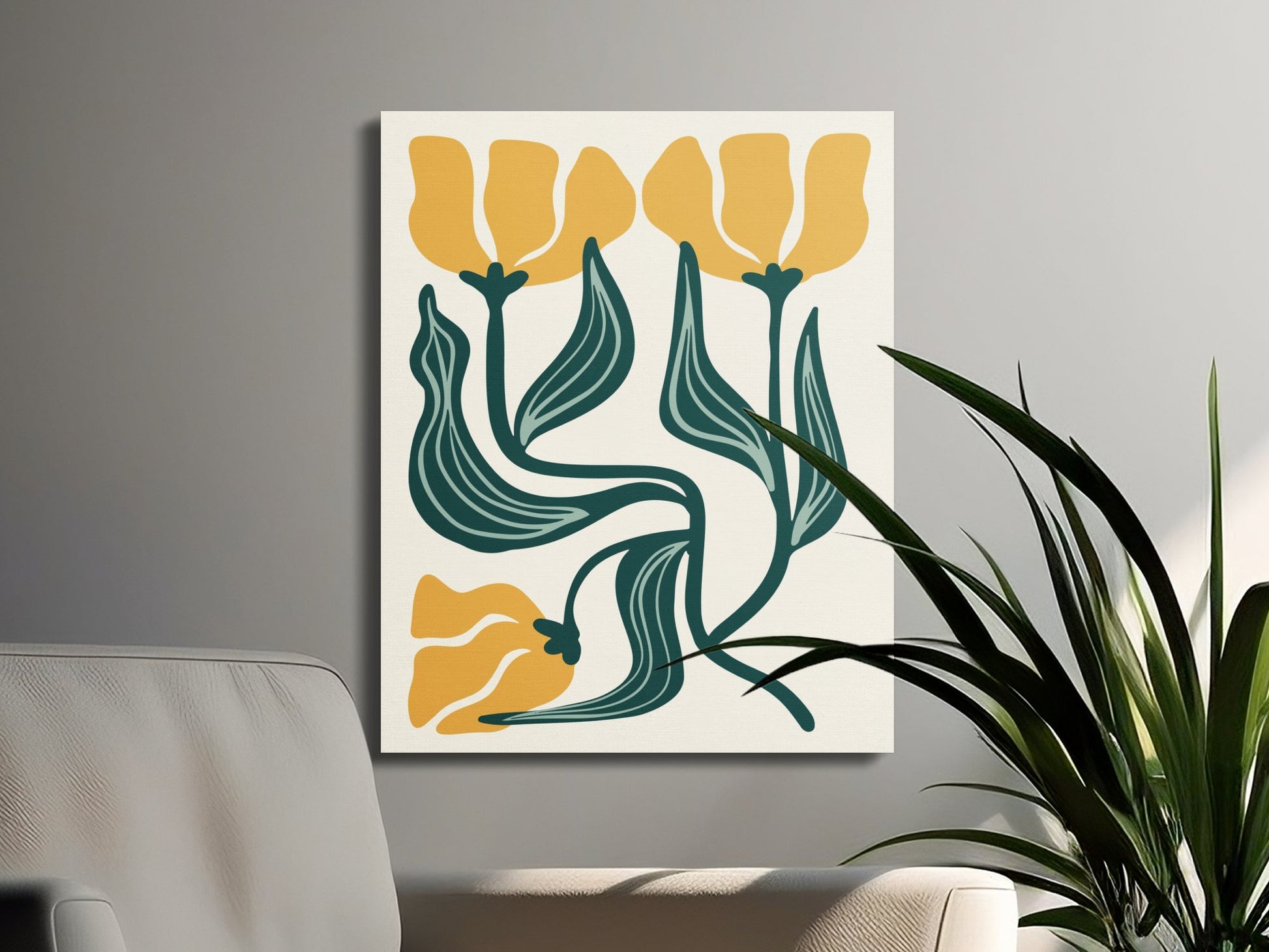 Premium Poster of Vibrant Yellow Petals Floral Wall Art Canvas Wraps