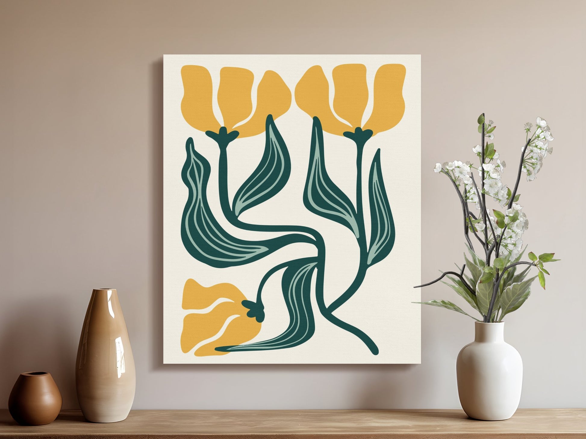 Premium Poster of Vibrant Yellow Petals Floral Wall Art Canvas Wraps