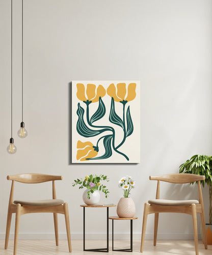 Premium Poster of Vibrant Yellow Petals Floral Wall Art Canvas Wraps