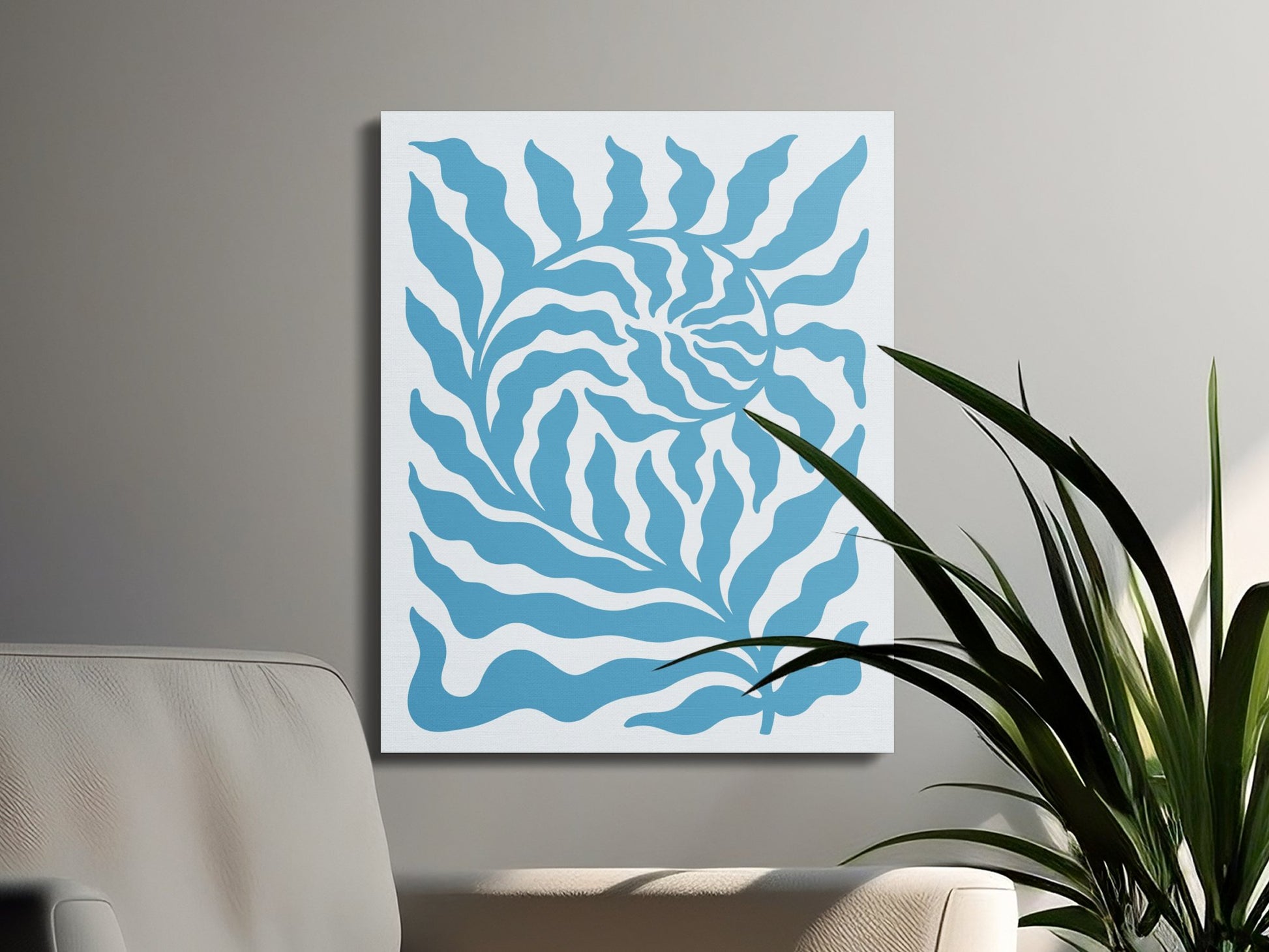 Premium Poster of Vibrant floral wall art blue design Canvas Wraps
