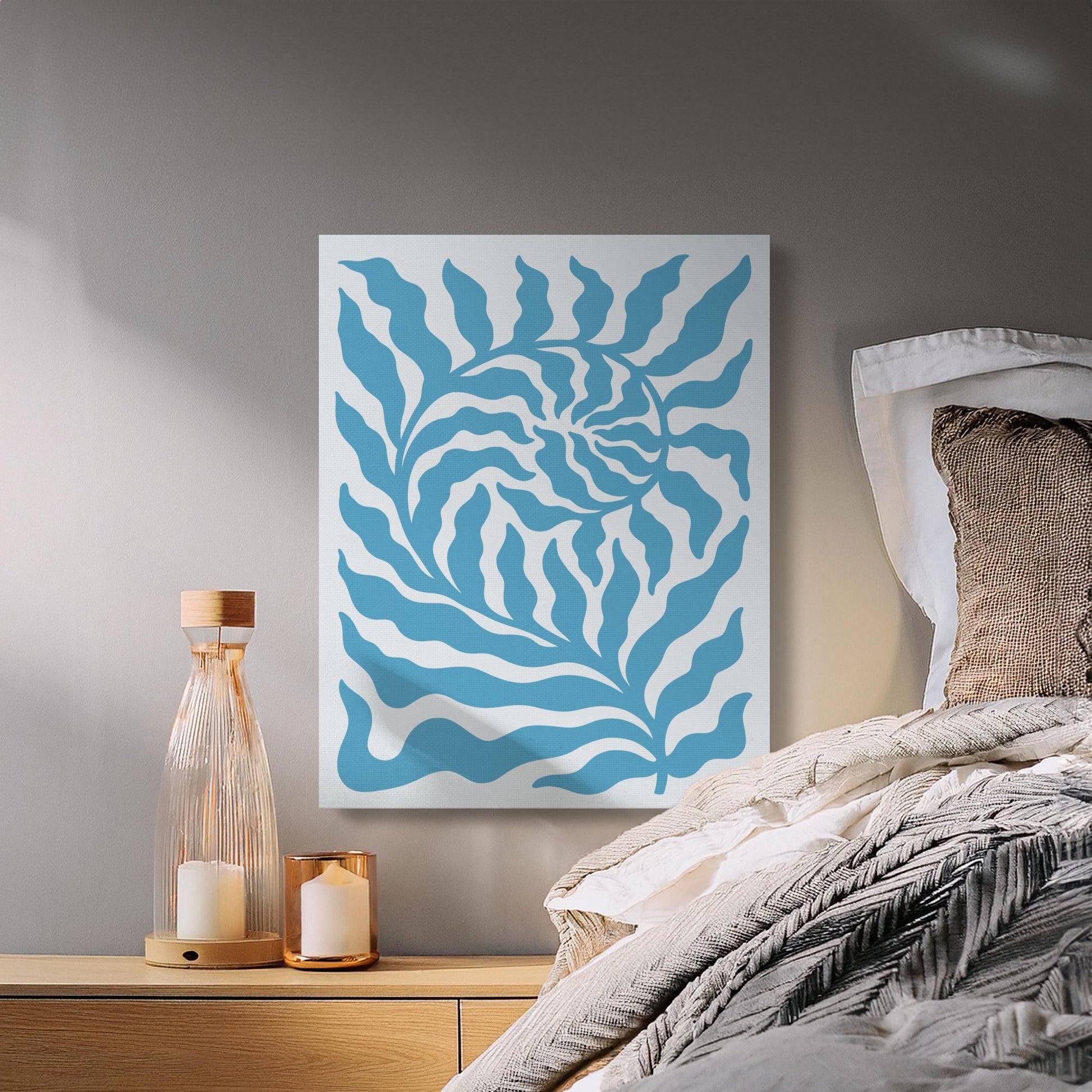 Premium Poster of Vibrant floral wall art blue design Canvas Wraps