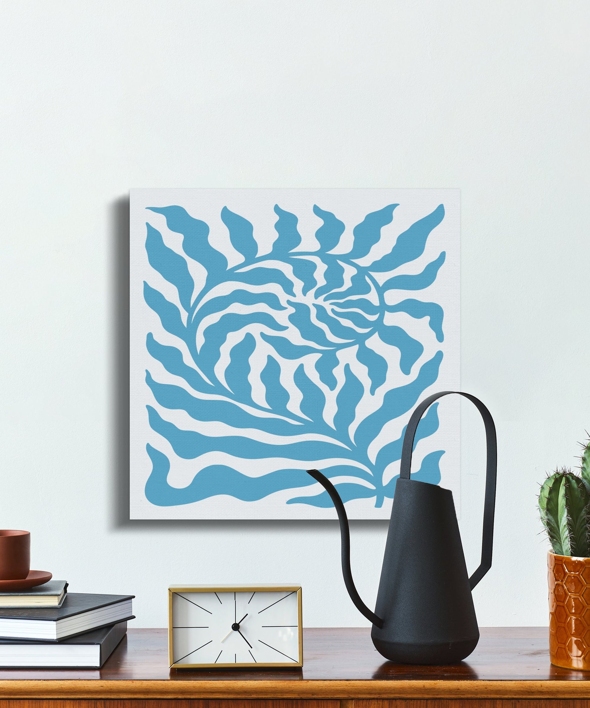 Premium Poster of Vibrant floral wall art blue design Canvas Wraps