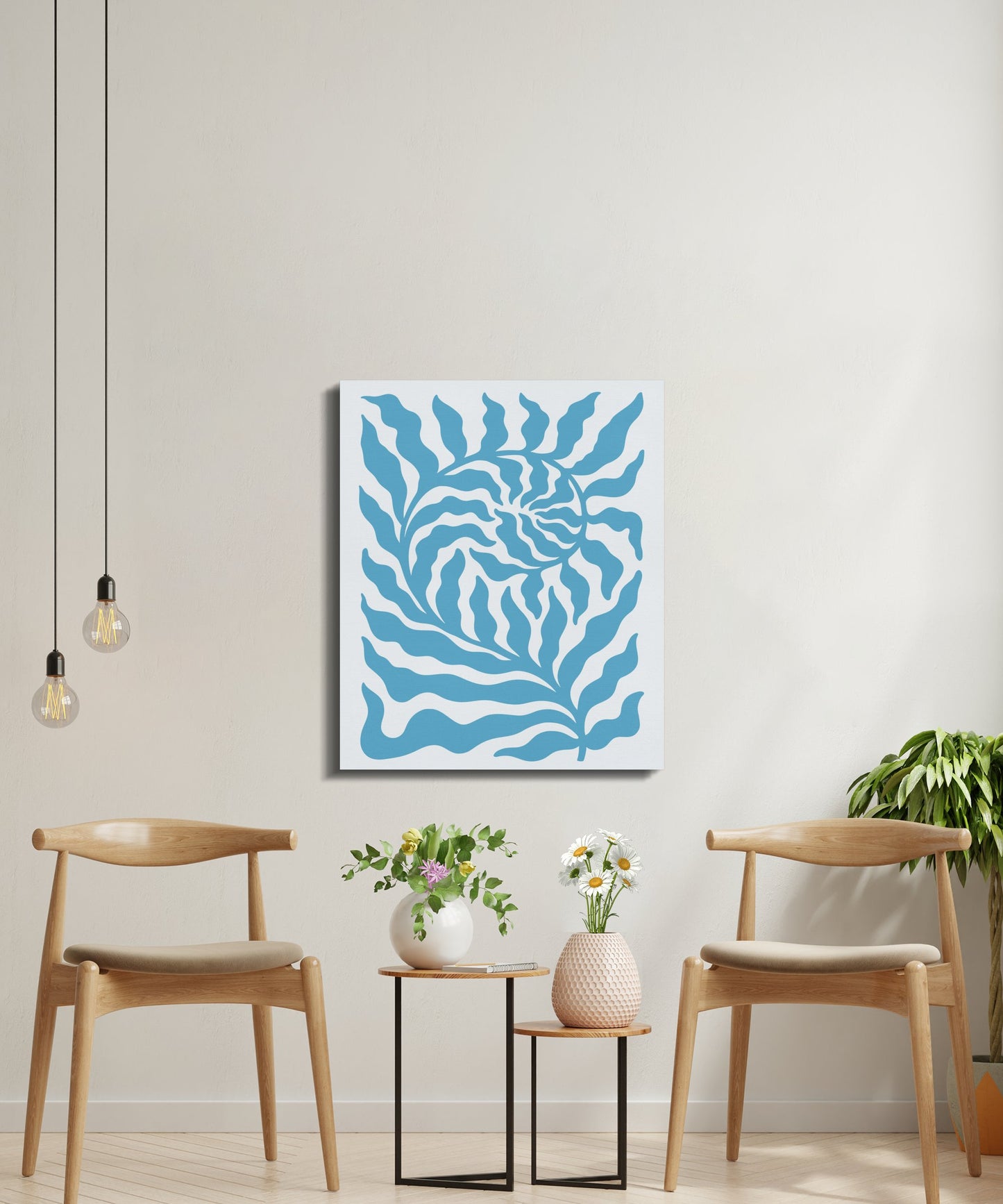 Premium Poster of Vibrant floral wall art blue design Canvas Wraps