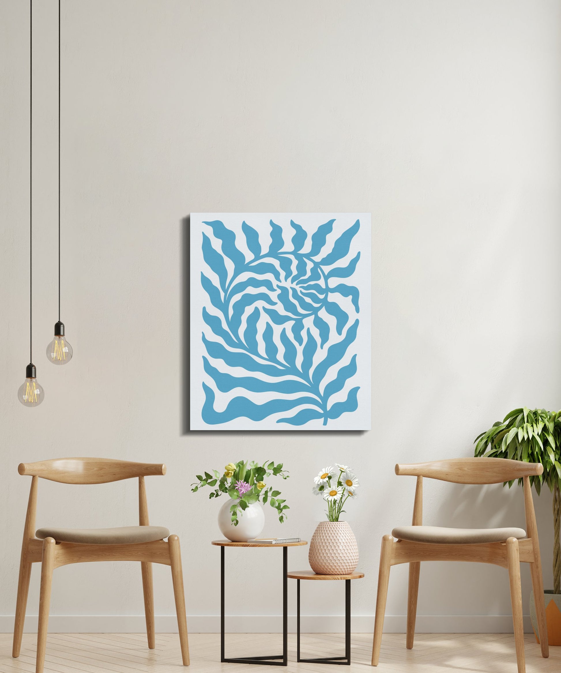 Premium Poster of Vibrant floral wall art blue design Canvas Wraps