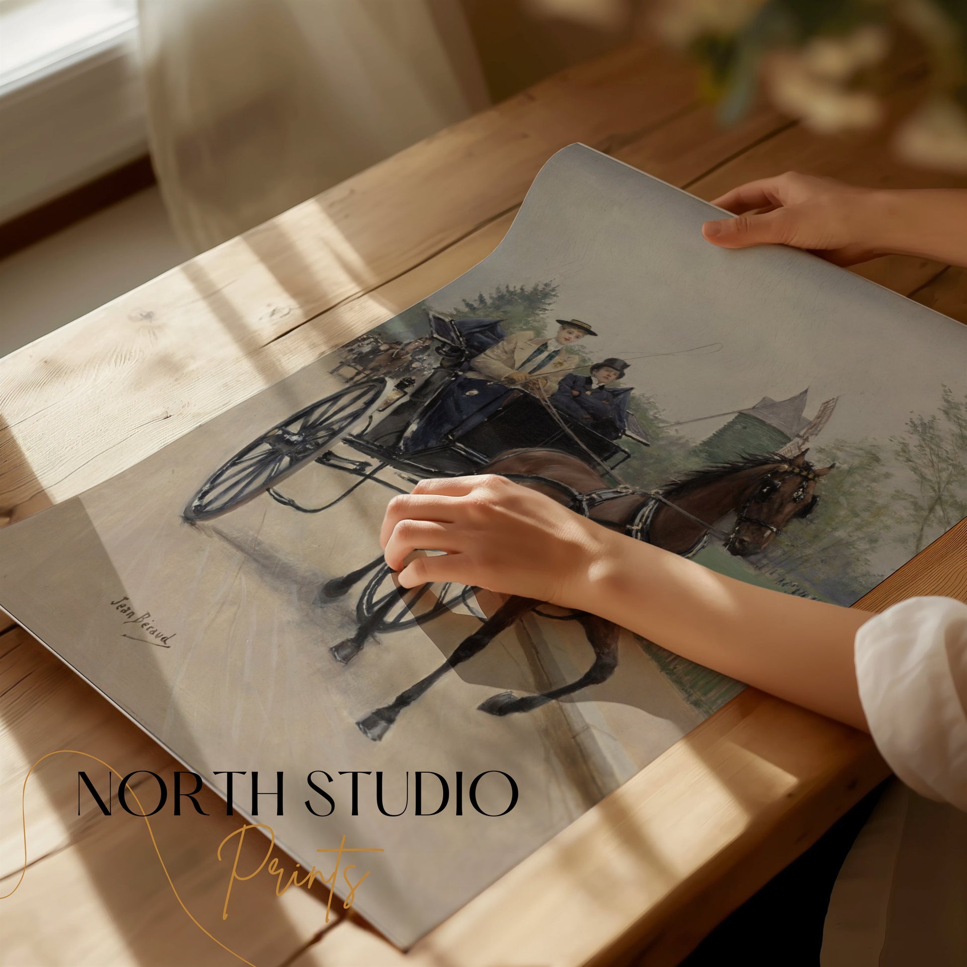 Premium Poster of Victorian Horse Carriage With Driver And Boy Posters