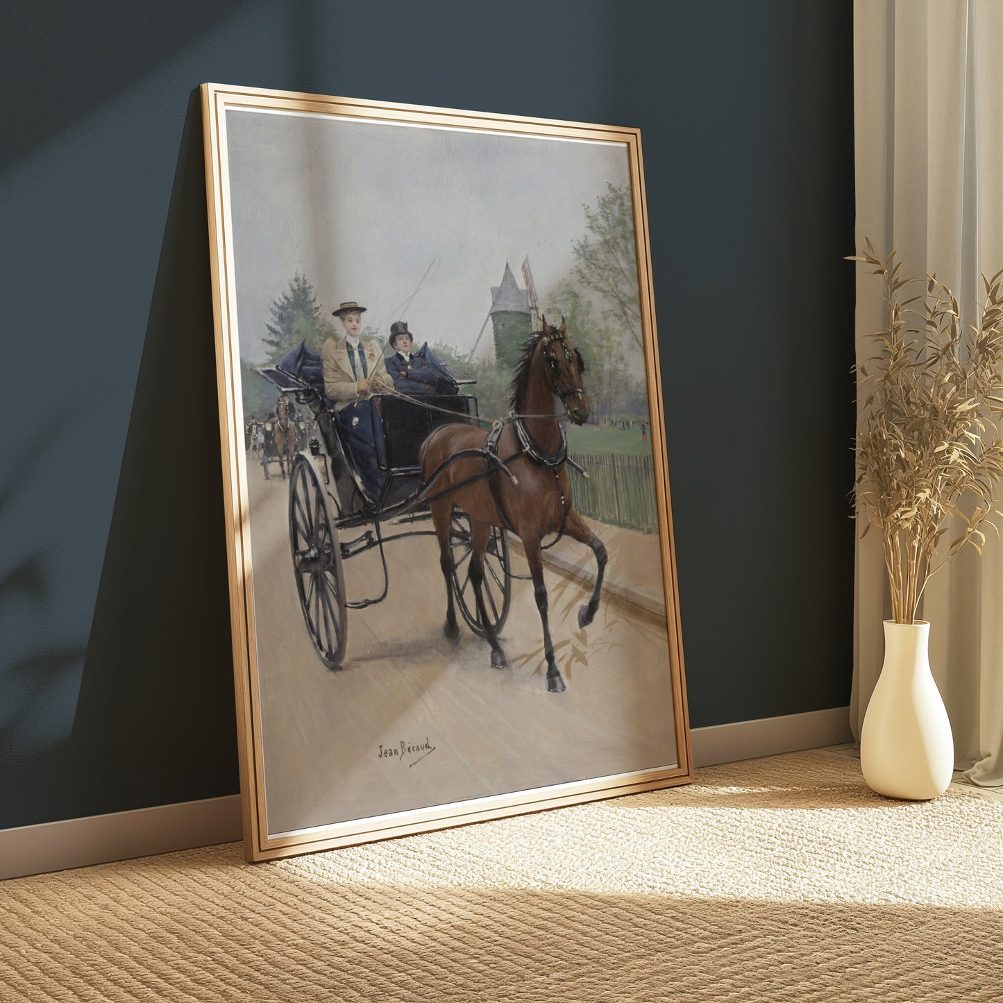 Premium Poster of Victorian Horse Carriage With Driver And Boy Posters