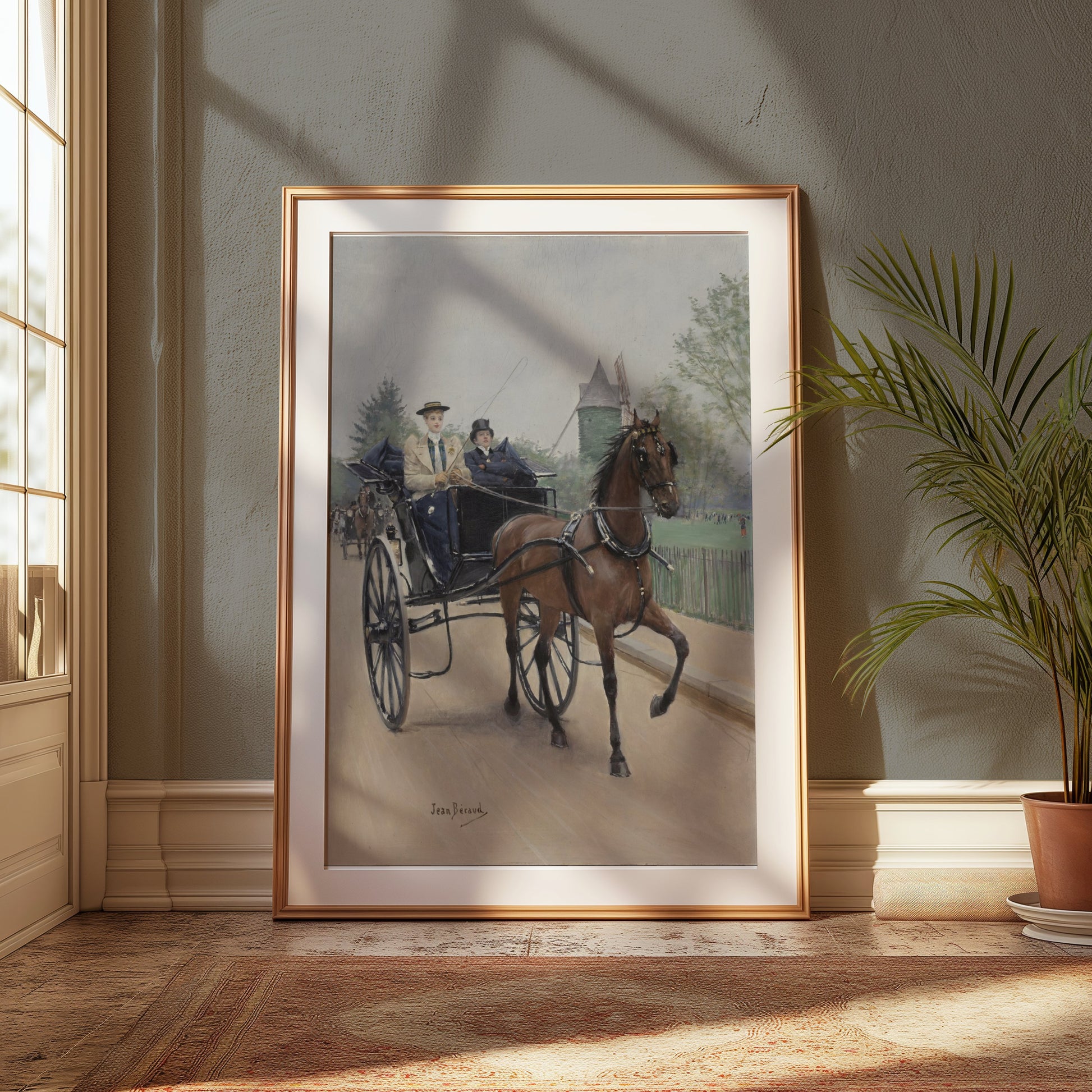 Premium Poster of Victorian Horse Carriage With Driver And Boy Posters