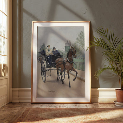Premium Poster of Victorian Horse Carriage With Driver And Boy Posters