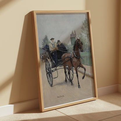 Premium Poster of Victorian Horse Carriage With Driver And Boy Posters