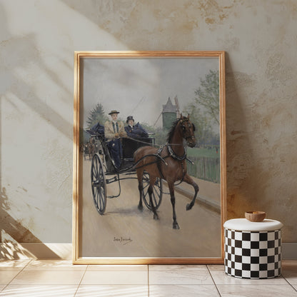 Premium Poster of Victorian Horse Carriage With Driver And Boy Posters