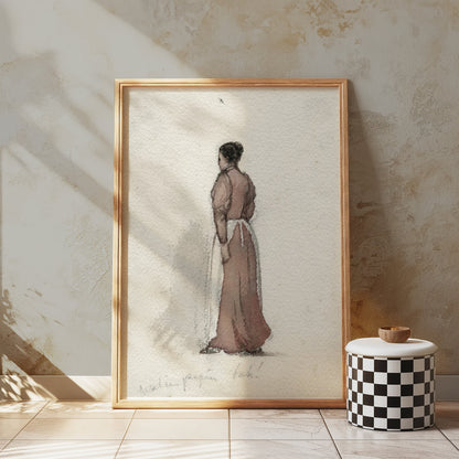 Premium Poster of Victorian Woman Standing with Back Turned Posters