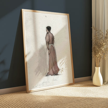 Premium Poster of Victorian Woman Standing with Back Turned Posters