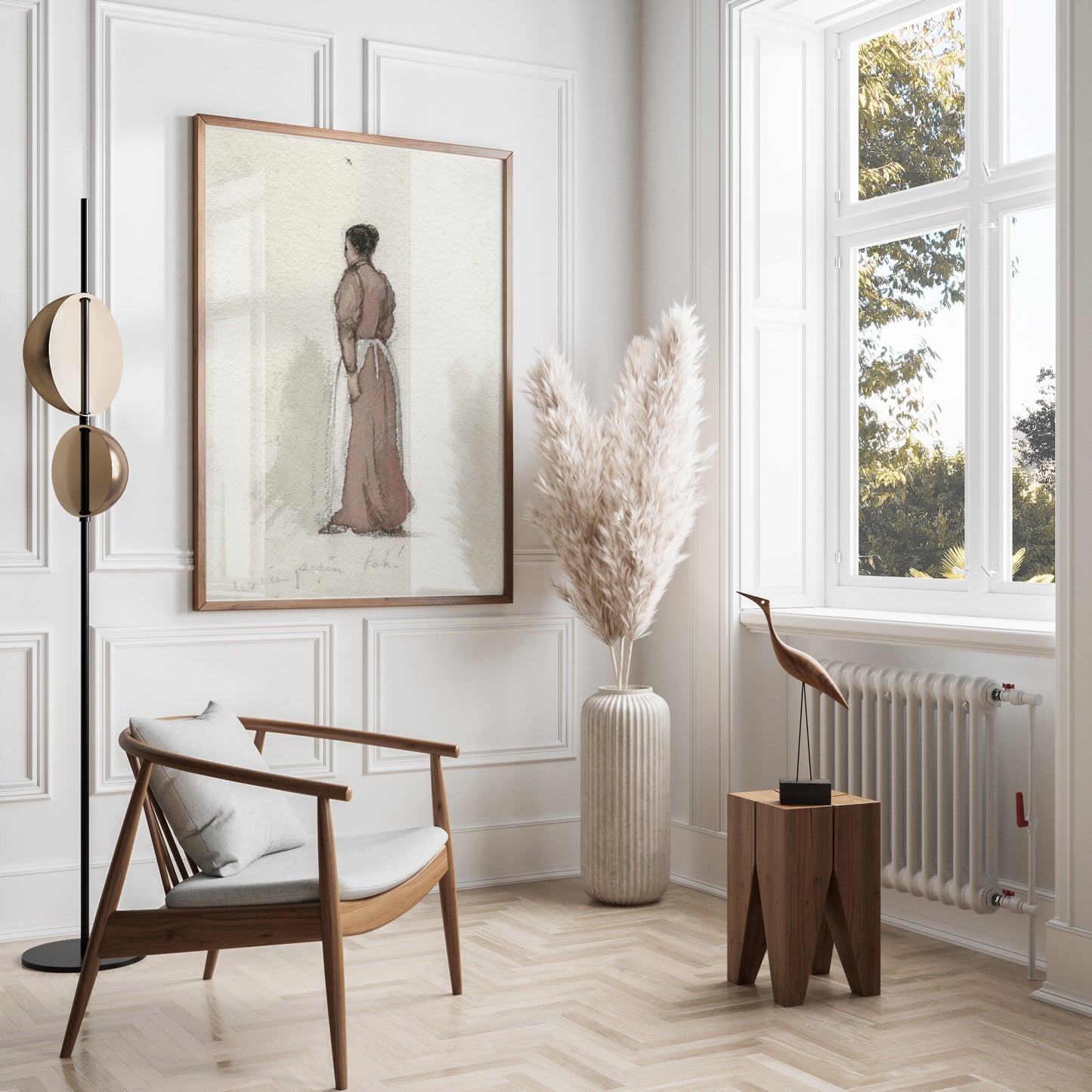 Premium Poster of Victorian Woman Standing with Back Turned Posters