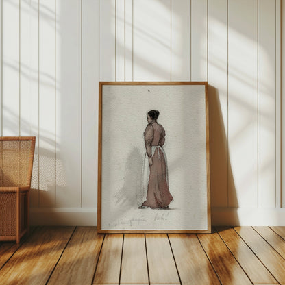 Premium Poster of Victorian Woman Standing with Back Turned Posters