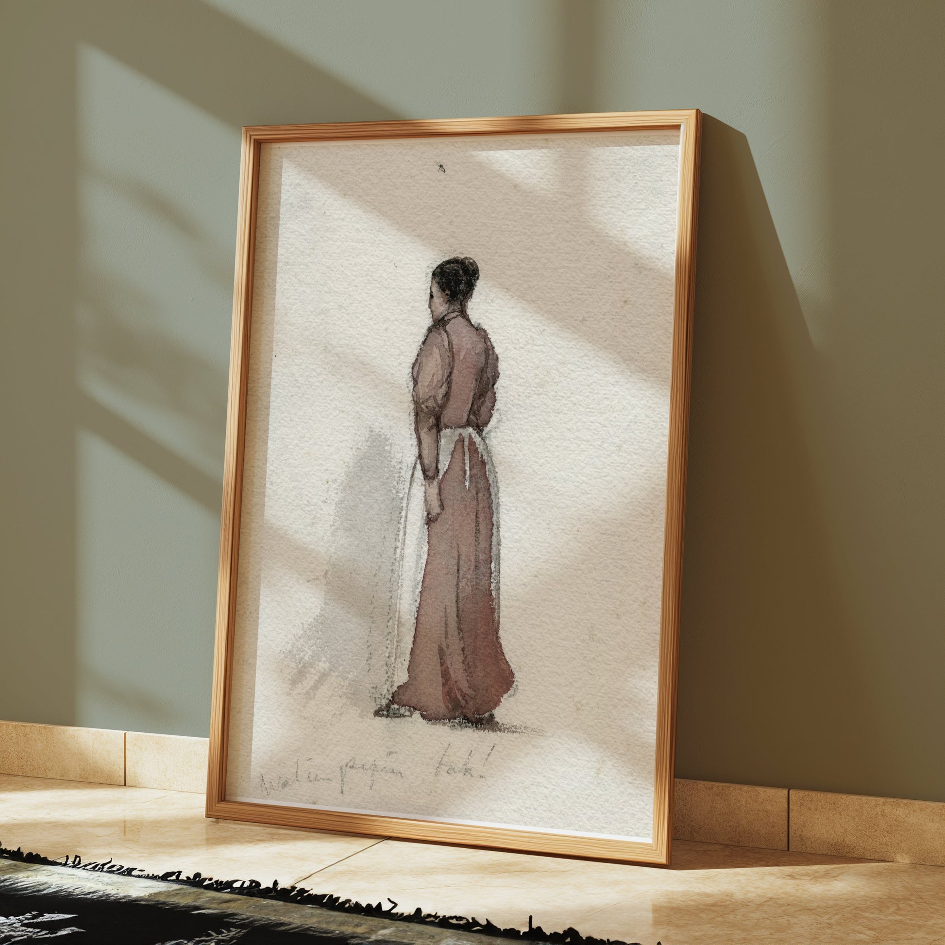Premium Poster of Victorian Woman Standing with Back Turned Posters