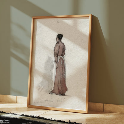 Premium Poster of Victorian Woman Standing with Back Turned Posters