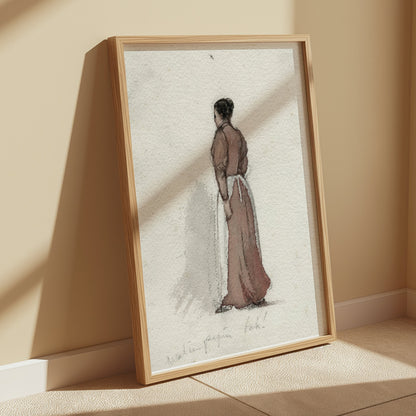 Premium Poster of Victorian Woman Standing with Back Turned Posters