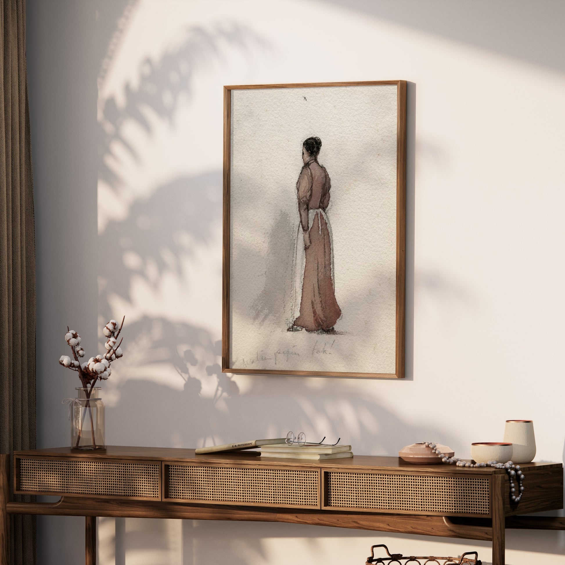 Premium Poster of Victorian Woman Standing with Back Turned Posters