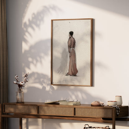 Premium Poster of Victorian Woman Standing with Back Turned Posters