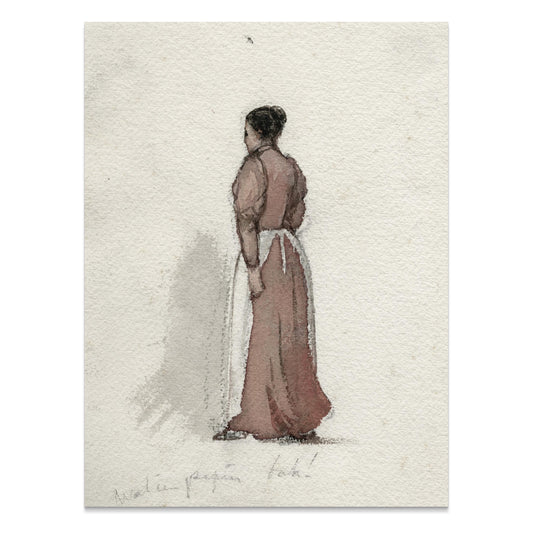 Premium Poster of Victorian Woman Standing with Back Turned Posters