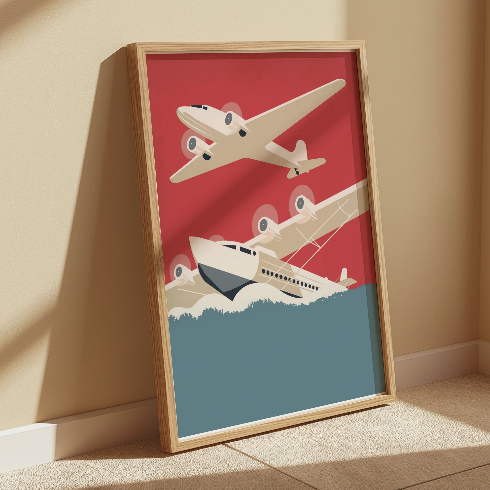 Premium Poster of Vintage Airplanes Art Deco Aviation Travel Theme Posters