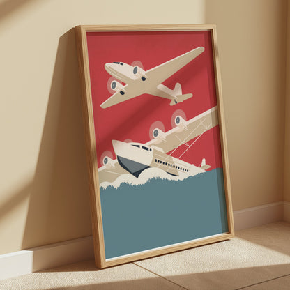Premium Poster of Vintage Airplanes Art Deco Aviation Travel Theme Posters