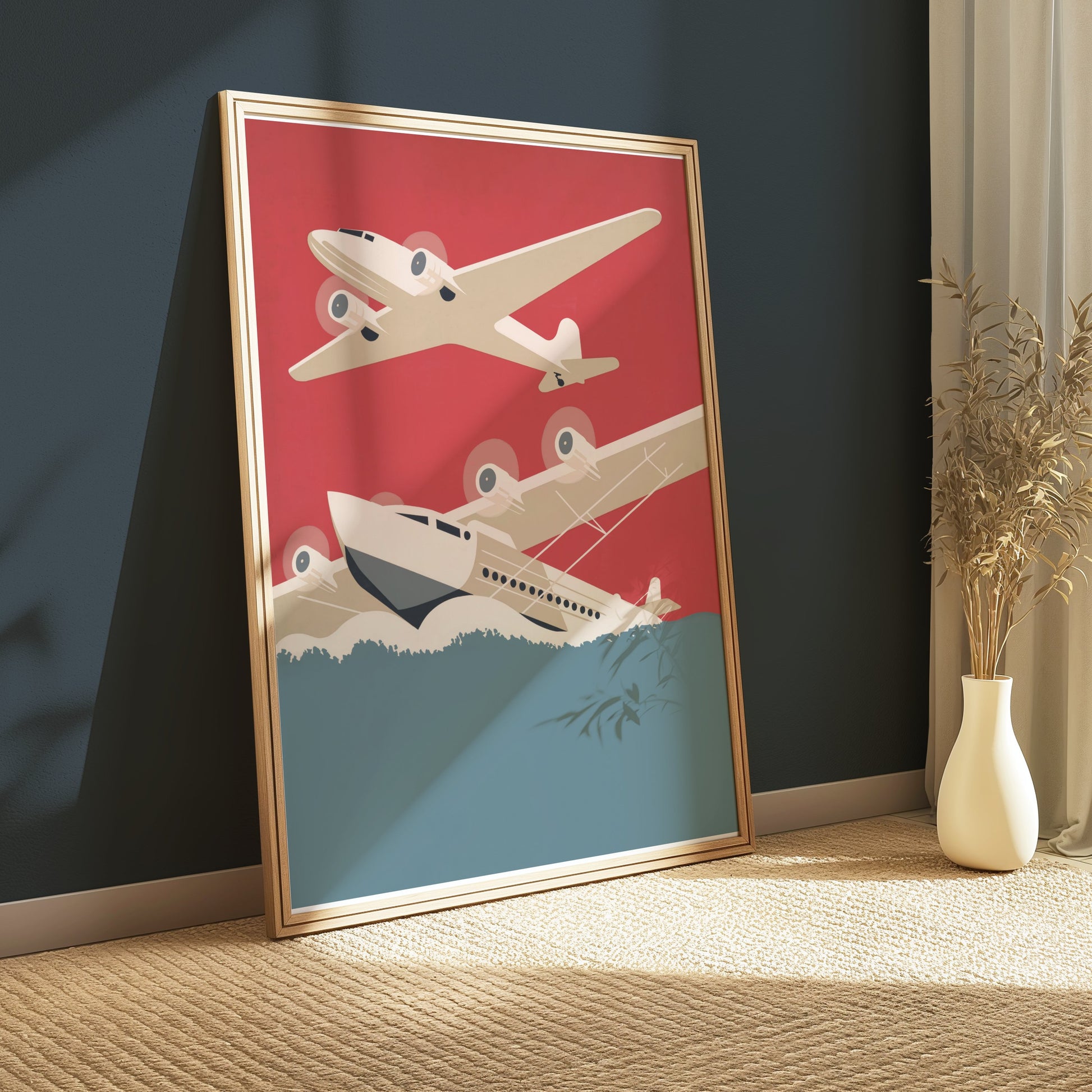 Premium Poster of Vintage Airplanes Art Deco Aviation Travel Theme Posters